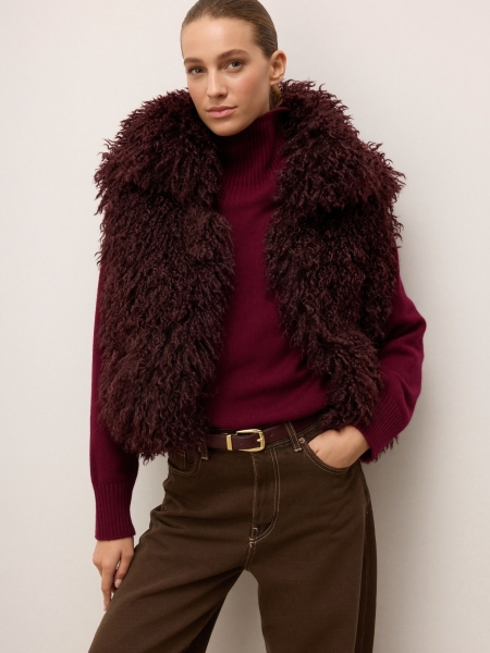 Dubbelzijdige leren damesriem met gouden details MILL