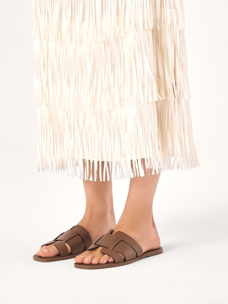 Leren glijbanen in taupe kleur TASMANIA