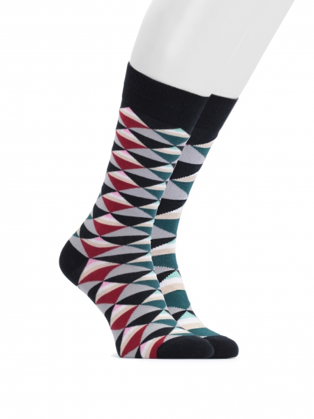 Herenkatoenen sokken met geometrische vormen 