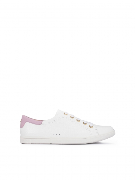 Witte sneakers met vetersluiting en kleurrijk inzetstuk voor dames TILLY