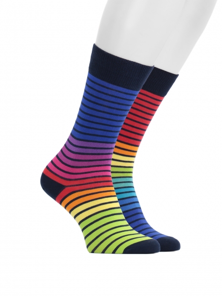 Heren regenboogkleurige sokken in streepjes 