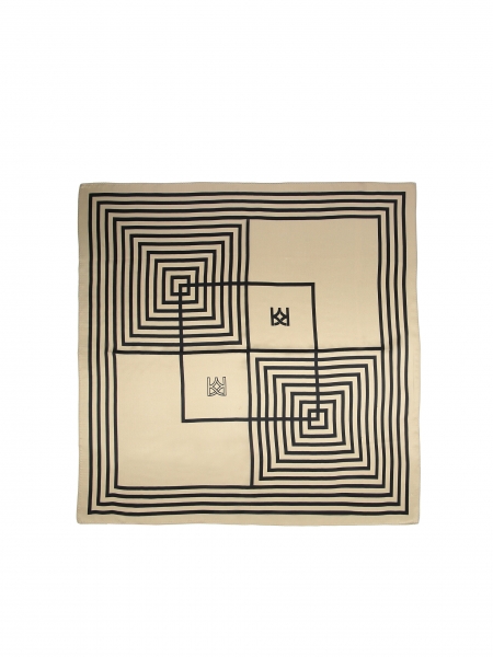 Elegante zijden dames halsdoek met vierkantjes en monogrammen HAYLEY