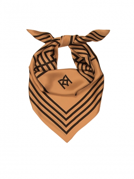 Bruine zijden sjaal met regelmatig patroon 