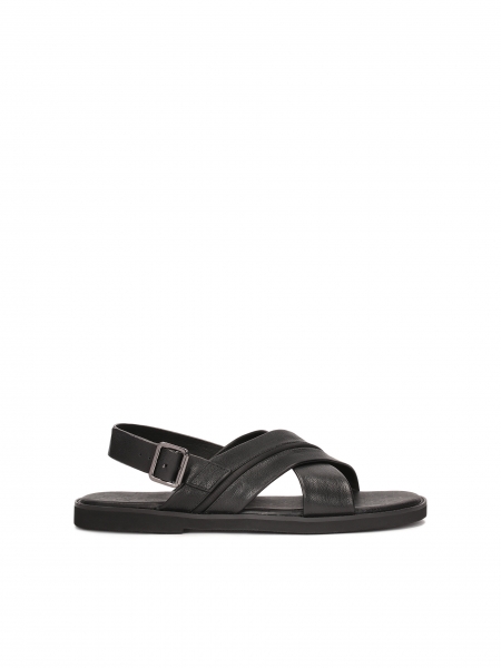 Leren zwarte sandalen met gesp OZERNOY