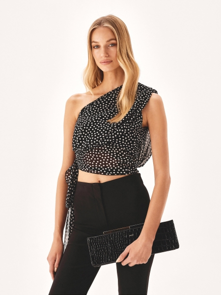 Langwerpige gelegenheidstas van leer met croco-patroon TEID