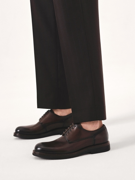 Bruine derby van natuurlijk leer  EOTER