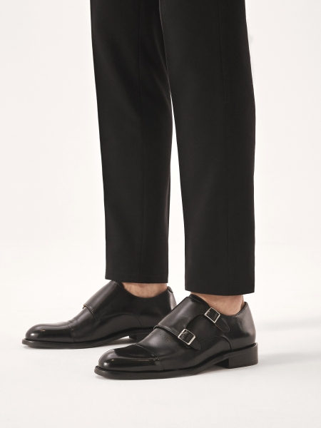 Dubbele monks van glad leer  CADO