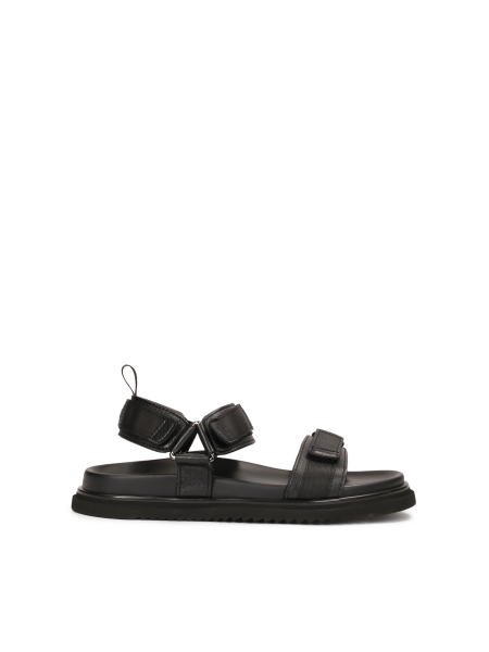 Zwarte leren sandalen met klittenband BERENON