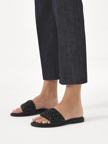 Zwart leren dia's met gekreukelde band JOVITE