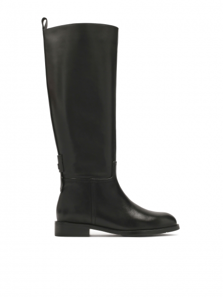 Klassieke zwarte laarzen met platte zool ROSEANE