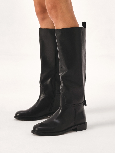 Klassieke zwarte laarzen met platte zool ROSEANE