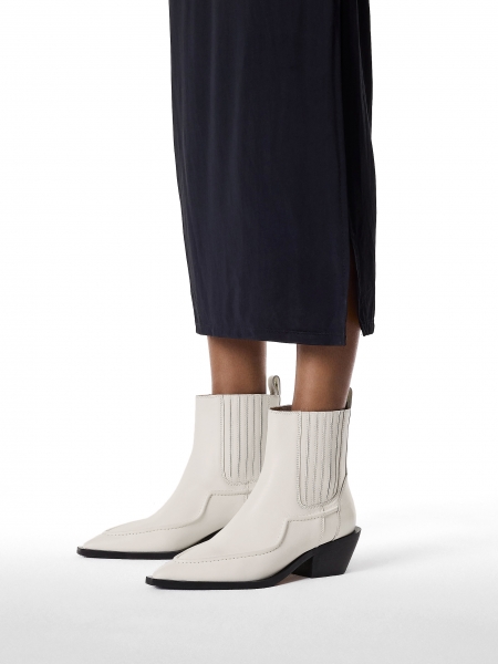 Gebroken witte leren cowboylaarzen KS BLANCHE