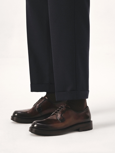 Bruine derbyschoenen van natuurlijk leer HENRYST