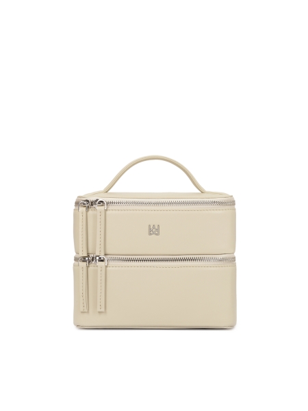 Leren make-uptasje met spiegel en kwasthouders DAISY