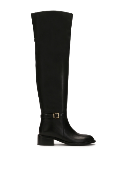 Leren musketiers met platte hakken ERVA