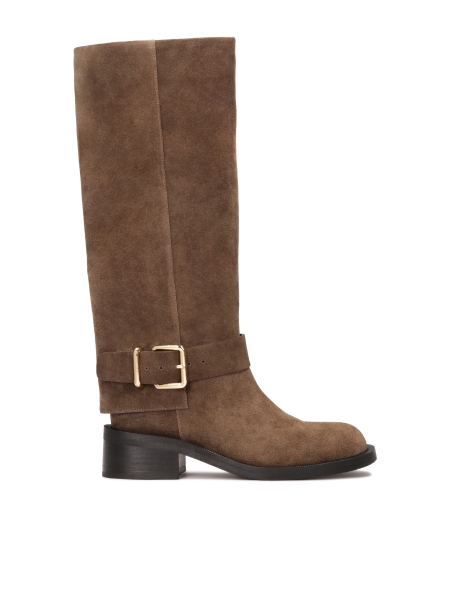 Suède laarzen van het officierstype LEANNA