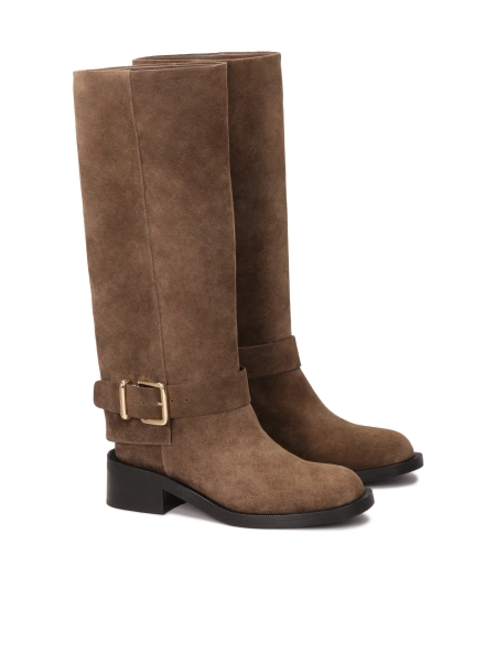 Suède laarzen van het officierstype LEANNA