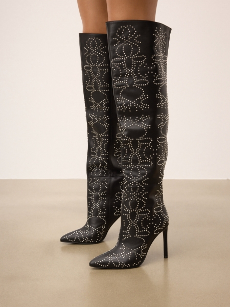 Leren musketiers met klinknagepatroon INGRID