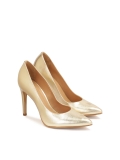 Gouden puntige leren pumps PEONY