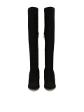 Zwarte over-de-knielaarzen met naaldhak van stof FLYNN
