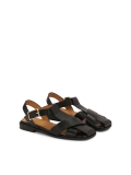 Zwarte leren sandalen met kruisende bandjes  MANORI