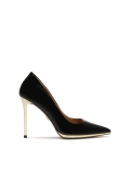Zwarte lakleren pumps met gouden hak ARICIA
