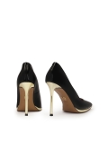 Zwarte lakleren pumps met gouden hak ARICIA