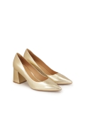Gouden pumps met brede hak EYELYN