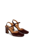Maroon lakleren semi-open teen pumps DARYA