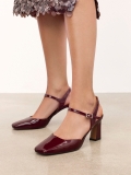 Maroon lakleren semi-open teen pumps DARYA