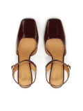 Maroon lakleren semi-open teen pumps DARYA