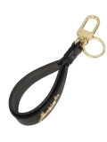 Zwarte sleutelhanger met leren band versierd met logo's LAINEY