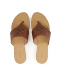 Leren teenslippers met monogram van KAZAR CITRINE
