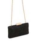 Elegante zwarte clutch tas bedekt met guipure CARI
