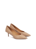 Klassieke beige leren pumps EVELISE