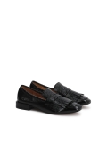Zwarte gerimpelde lakleren loafers LIRENNA