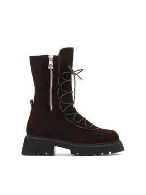 Laarzen met rits en decoratieve vetersluiting