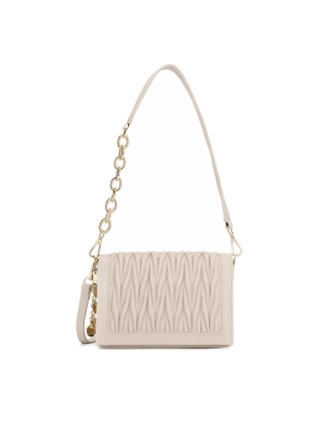 Leren handtas met decoratieve drapering op de klep