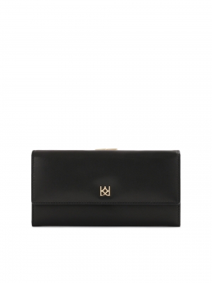 Klassieke zwarte leren portemonnee