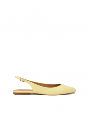 Felgele platte pumps met open hiel