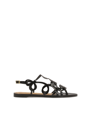 Zwarte sandalen met platte zool 