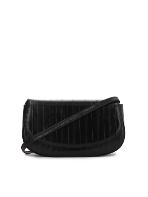 Zwarte stijve handtas met een uniek patroon