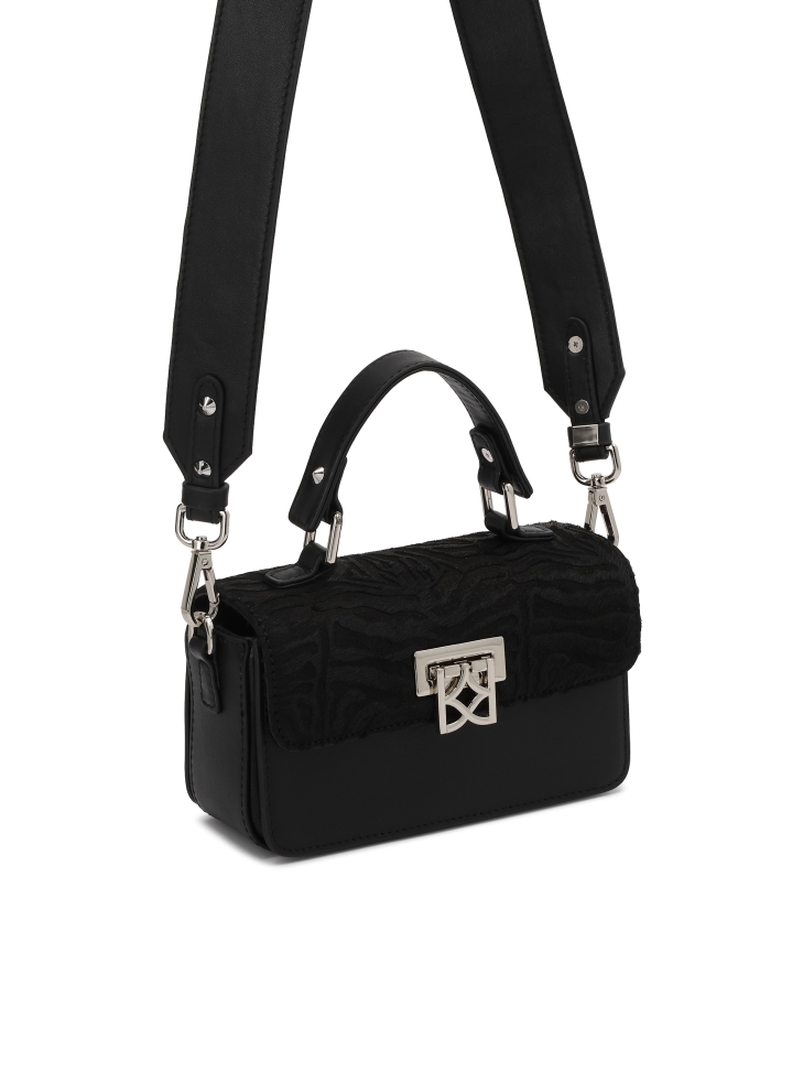 Zwarte handtas met zebrapatroon SIDE