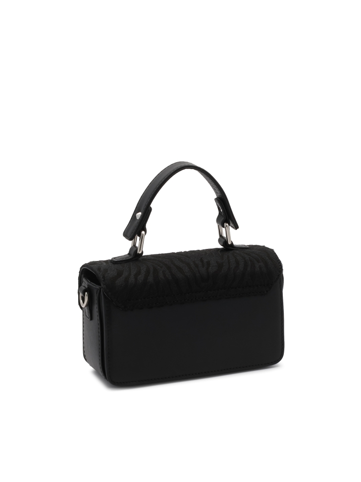 Zwarte handtas met zebrapatroon SIDE