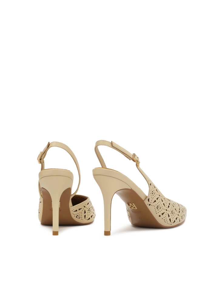 Crème slingback pumps met opengewerkt patroon BASILIA