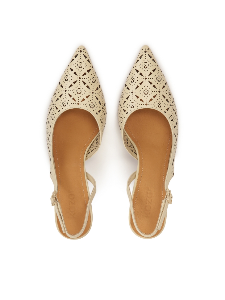 Crème slingback pumps met opengewerkt patroon BASILIA