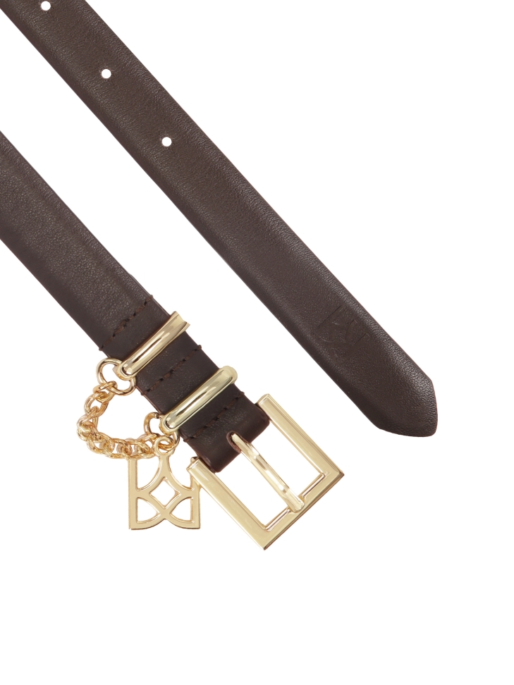 Bruine riem versierd met ketting CARROLL