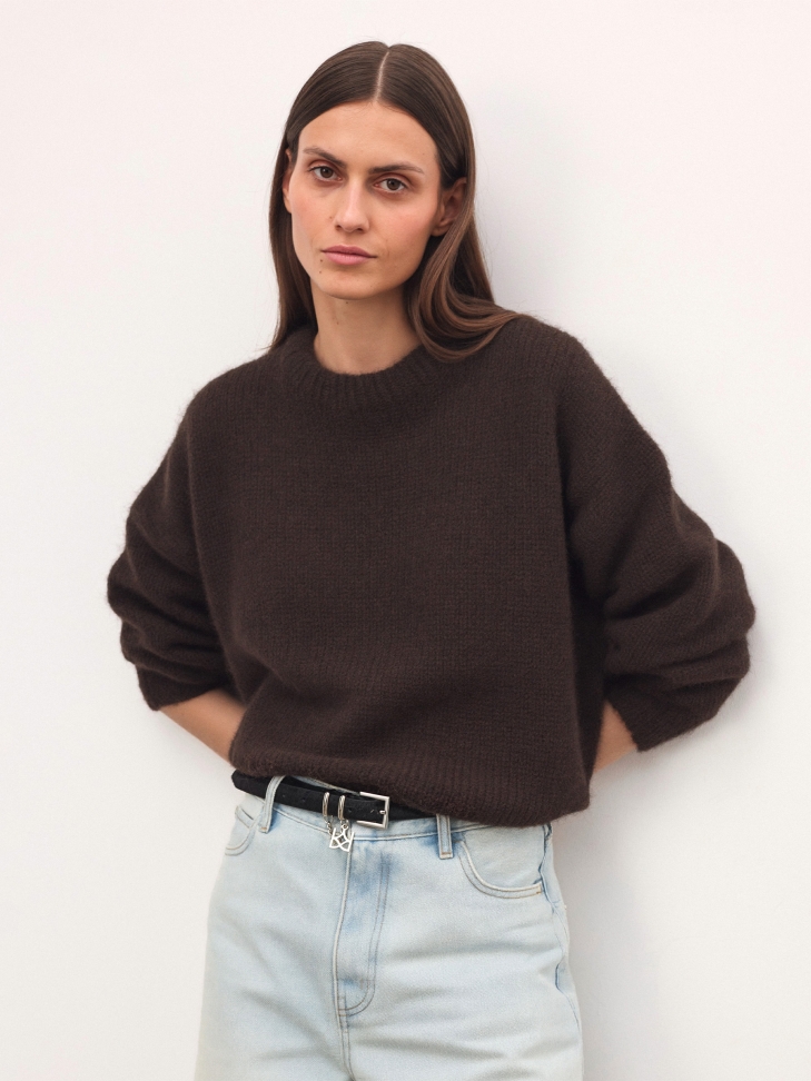 Zwarte riem met natuurlijke haren CARROLL