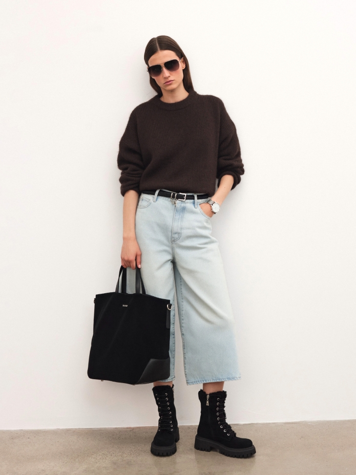 Zwarte riem met natuurlijke haren CARROLL