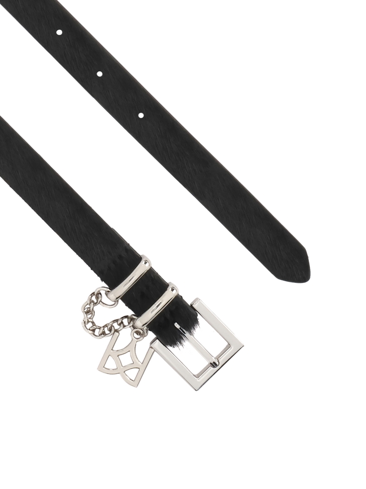 Zwarte riem met natuurlijke haren CARROLL